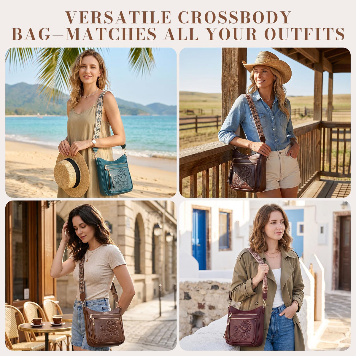 Vegan Leather Crossbody Bag J760958