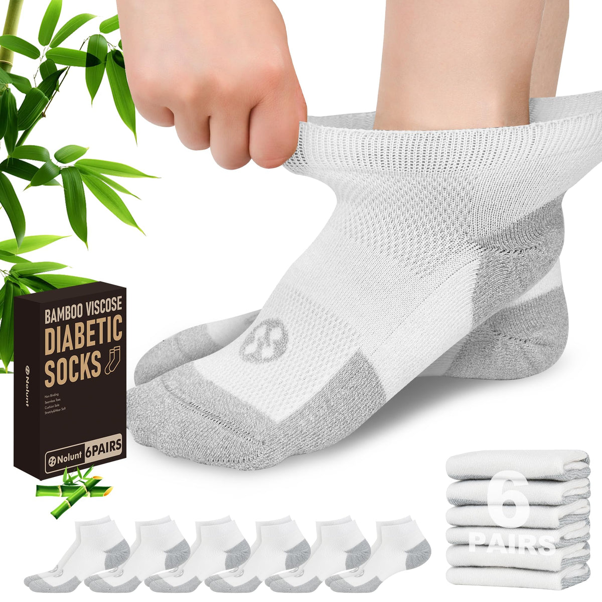 Low Cut Diabetic Socks 6 Pairs G70478