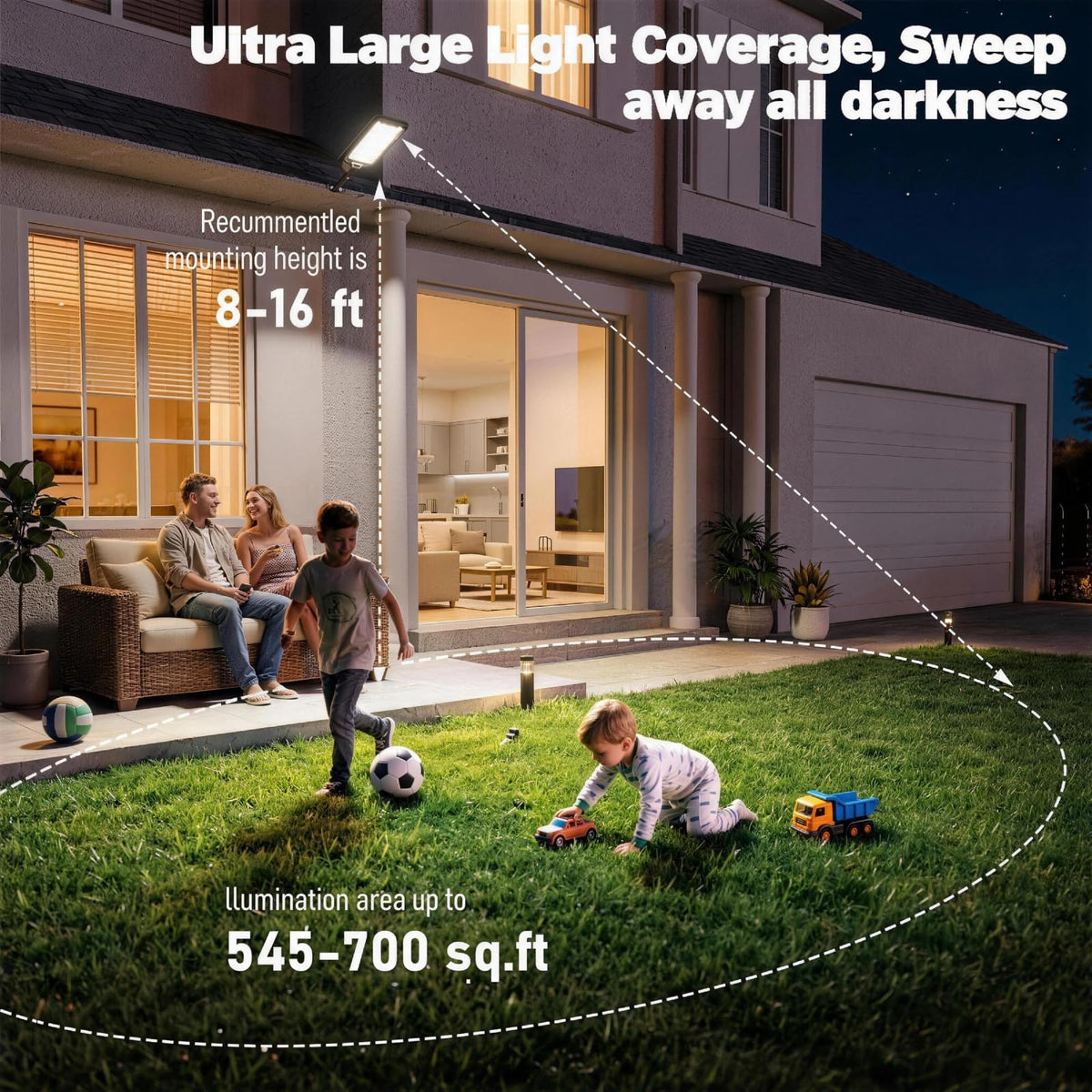 Solar Street Lights Outdoor with Remote Control, Motion Sensor, 6500K Dusk to Dawn, Waterproof Security Light F6153