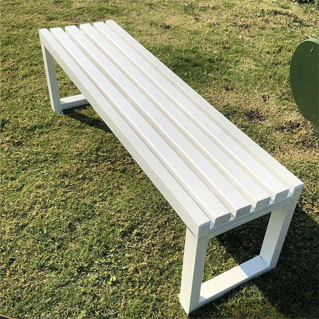 White Metal Frame Patio Bench J93136