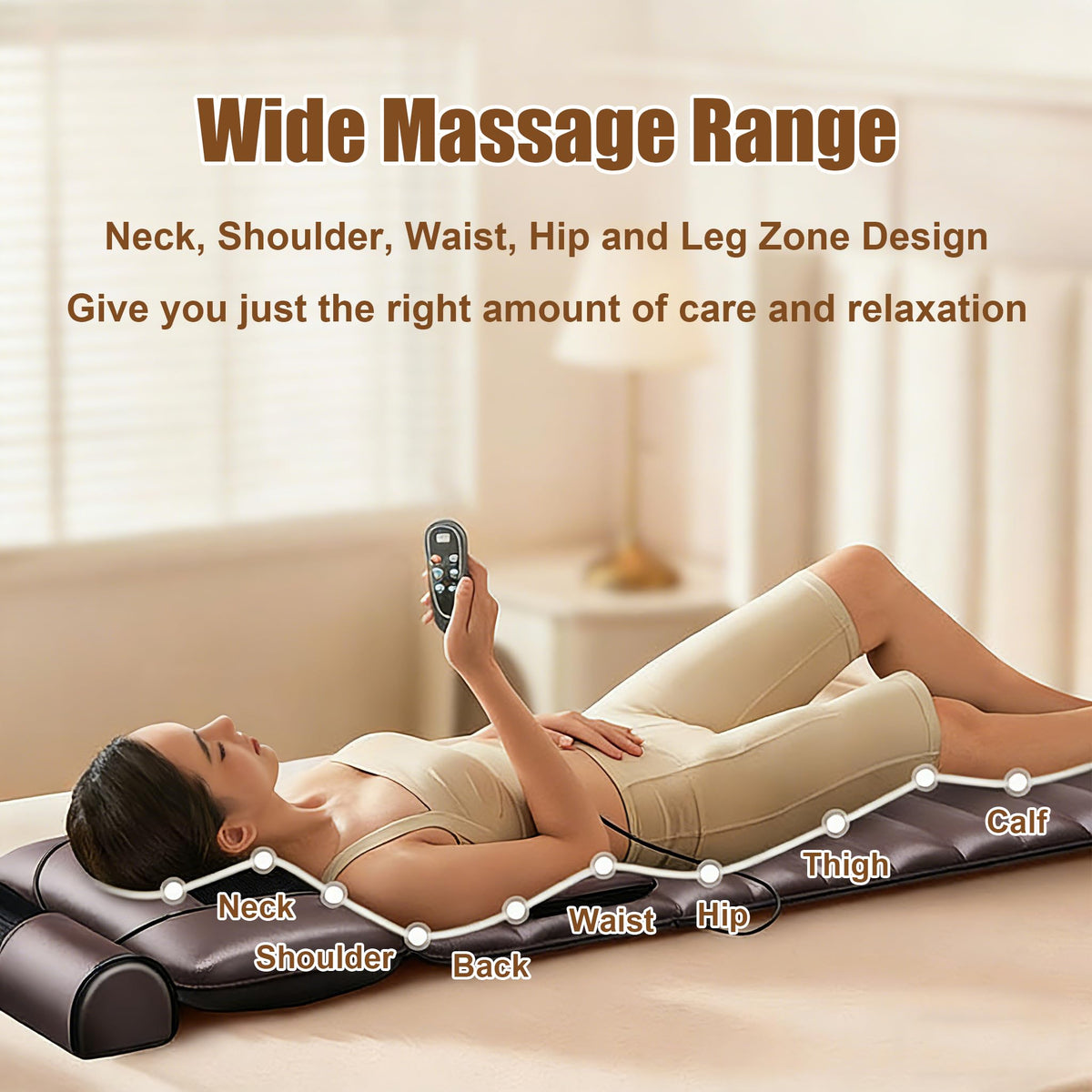 Brown Full Body Heating Massage Mat with Detachable Neck and Leg Massagers P90510
