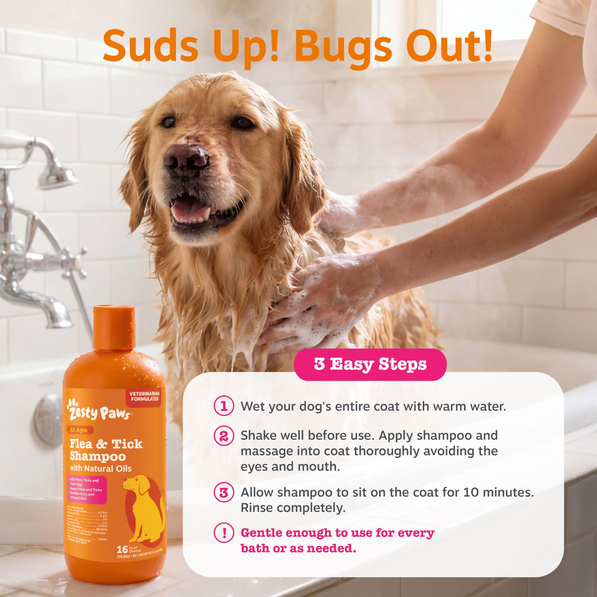 Flea and Tick Shampoo for Dogs 16oz S978