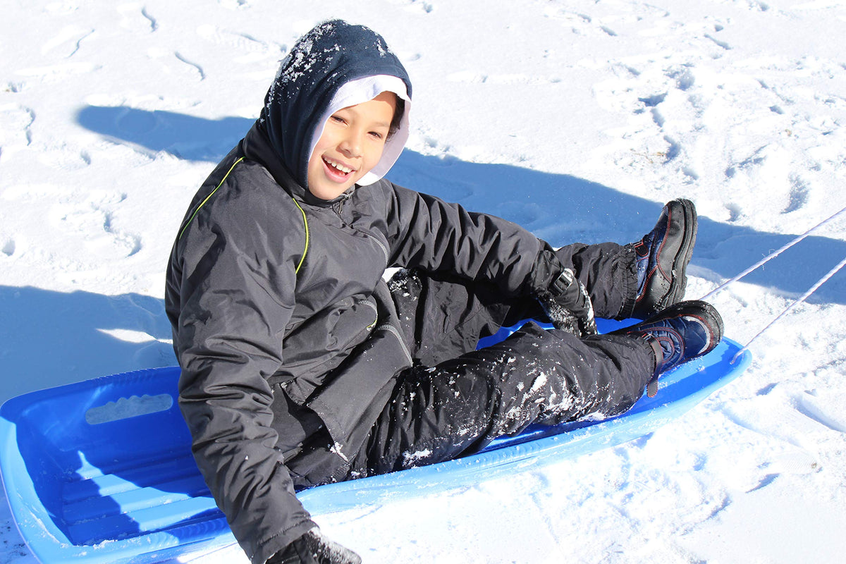 Plastic Toboggan Snow Sled with Pull Rope and Handles P64042