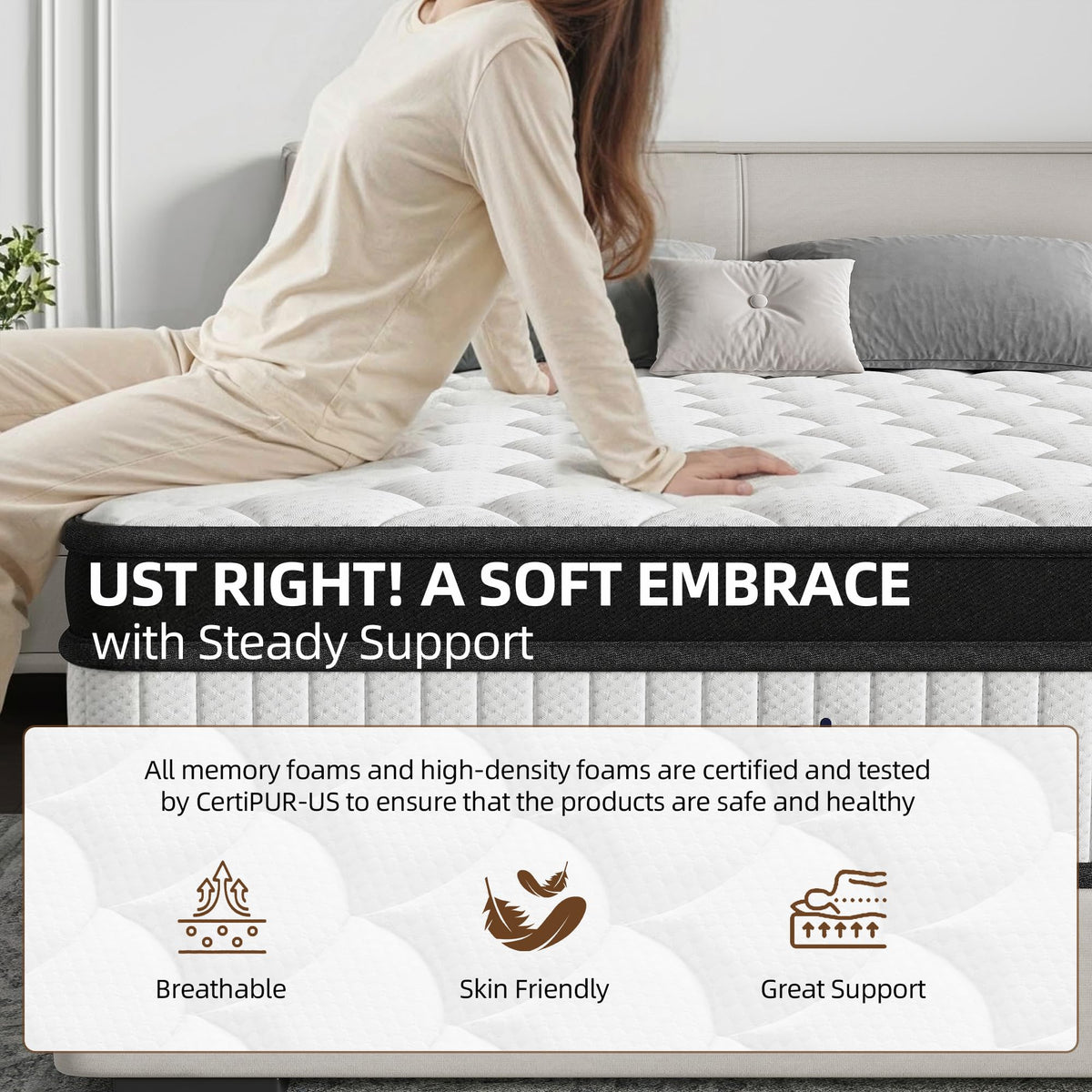 Full Size 12 Inch Hybrid Medium Firm Memory Foam Mattress G578442
