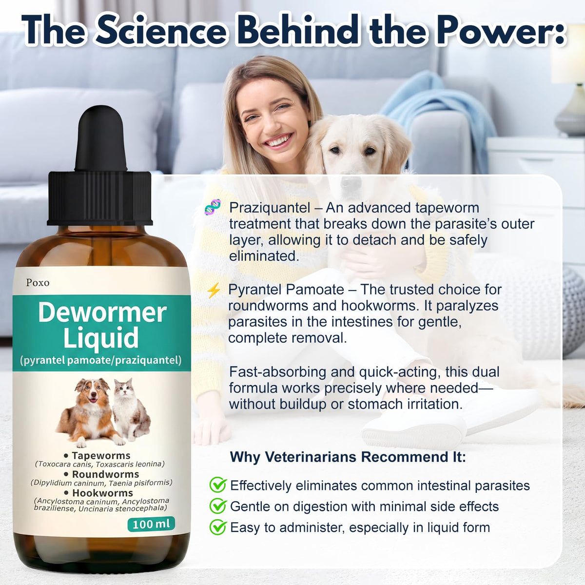 Broad Spectrum Dewormer Liquid for Cats and Dogs 100 mL Q320507