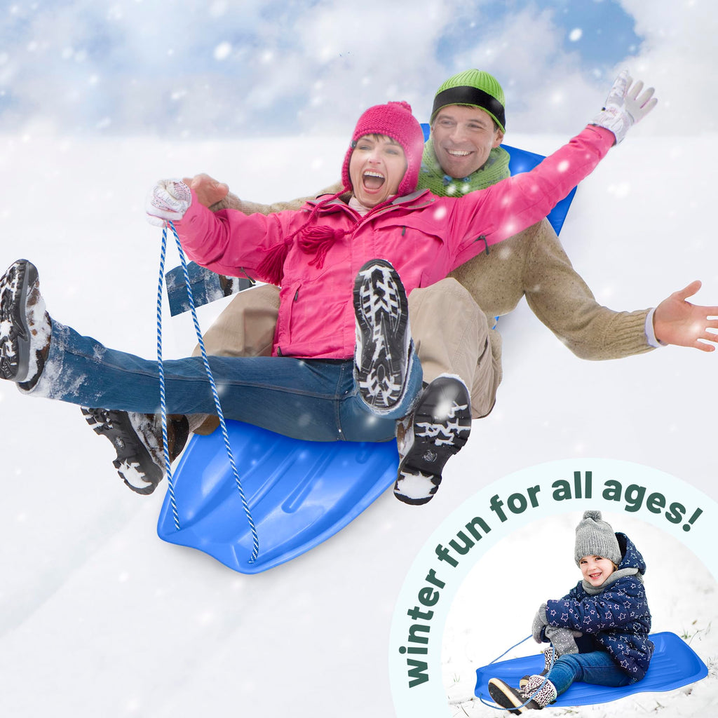 Plastic Toboggan Snow Sled with Pull Rope and Handles P64042