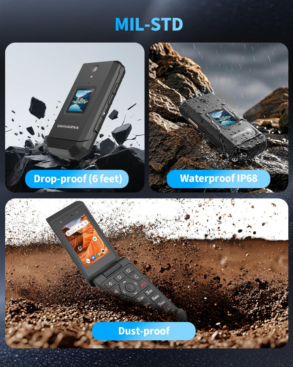 Unlocked 4G LTE Rugged Flip Phone M8079