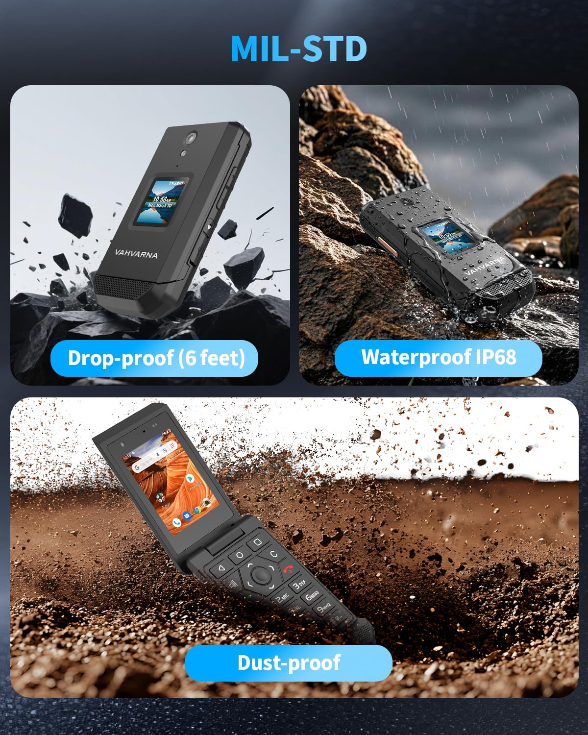 Unlocked 4G LTE Rugged Flip Phone M8079