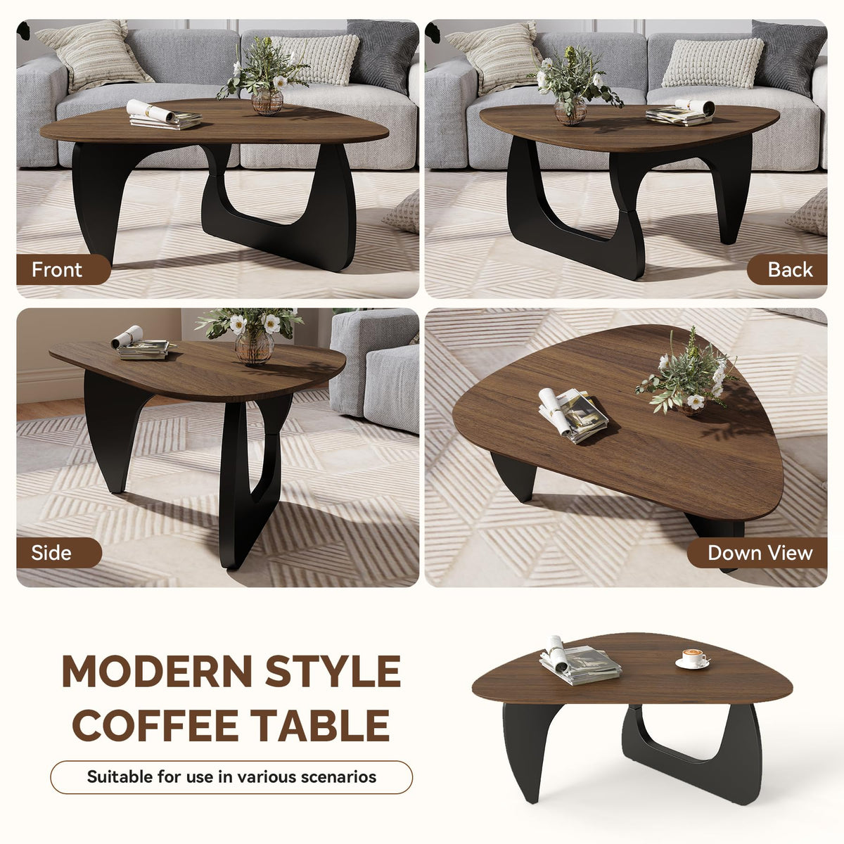 Wood Coffee Table with Wooden Top & Unique Base J616447