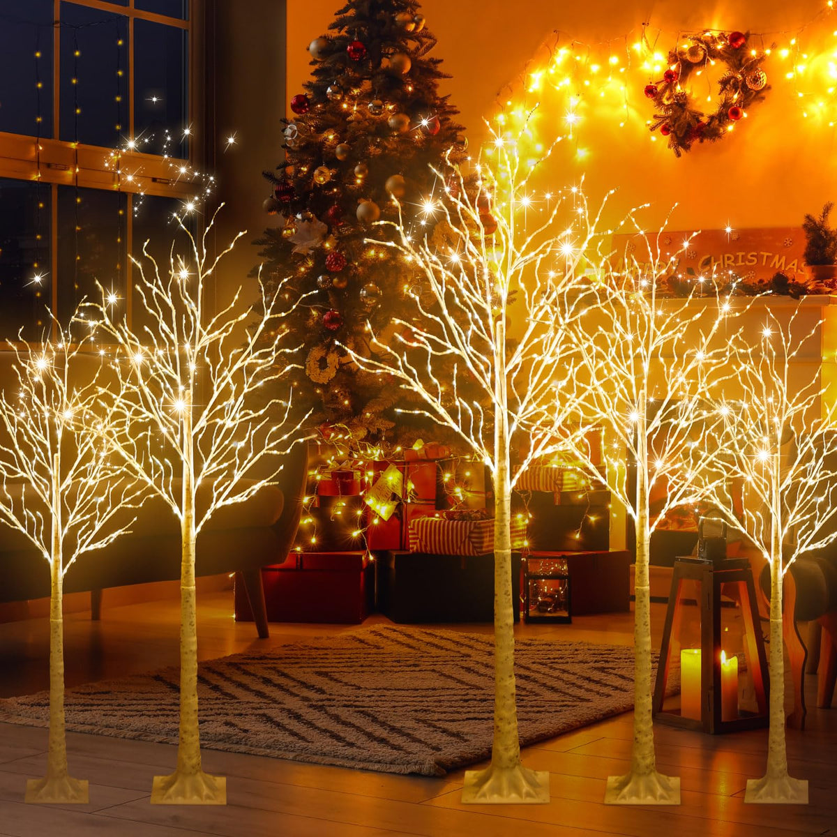 6 Pcs Lighted Birch Tree O52610