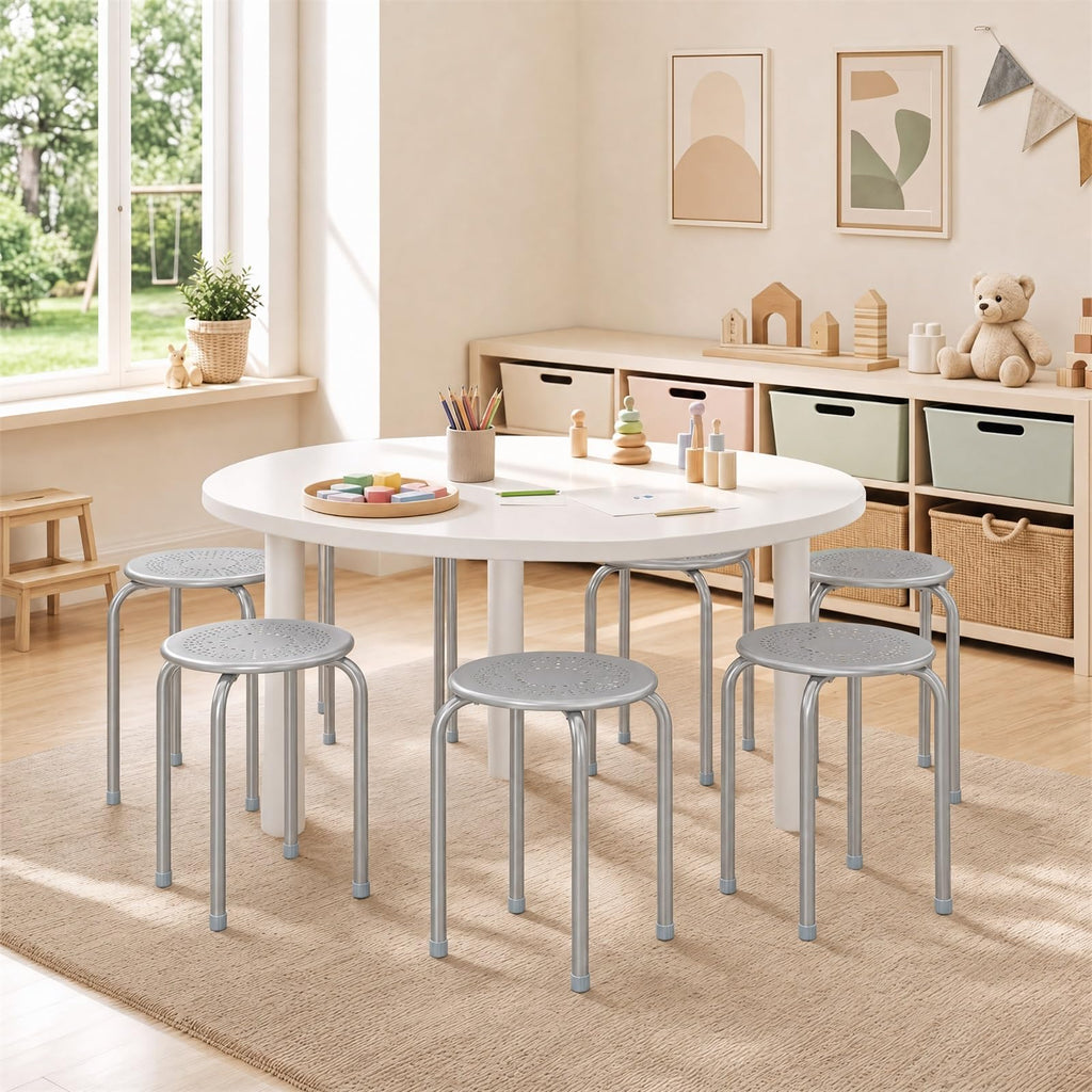 Grey Stackable School Stools 6-Pack V202