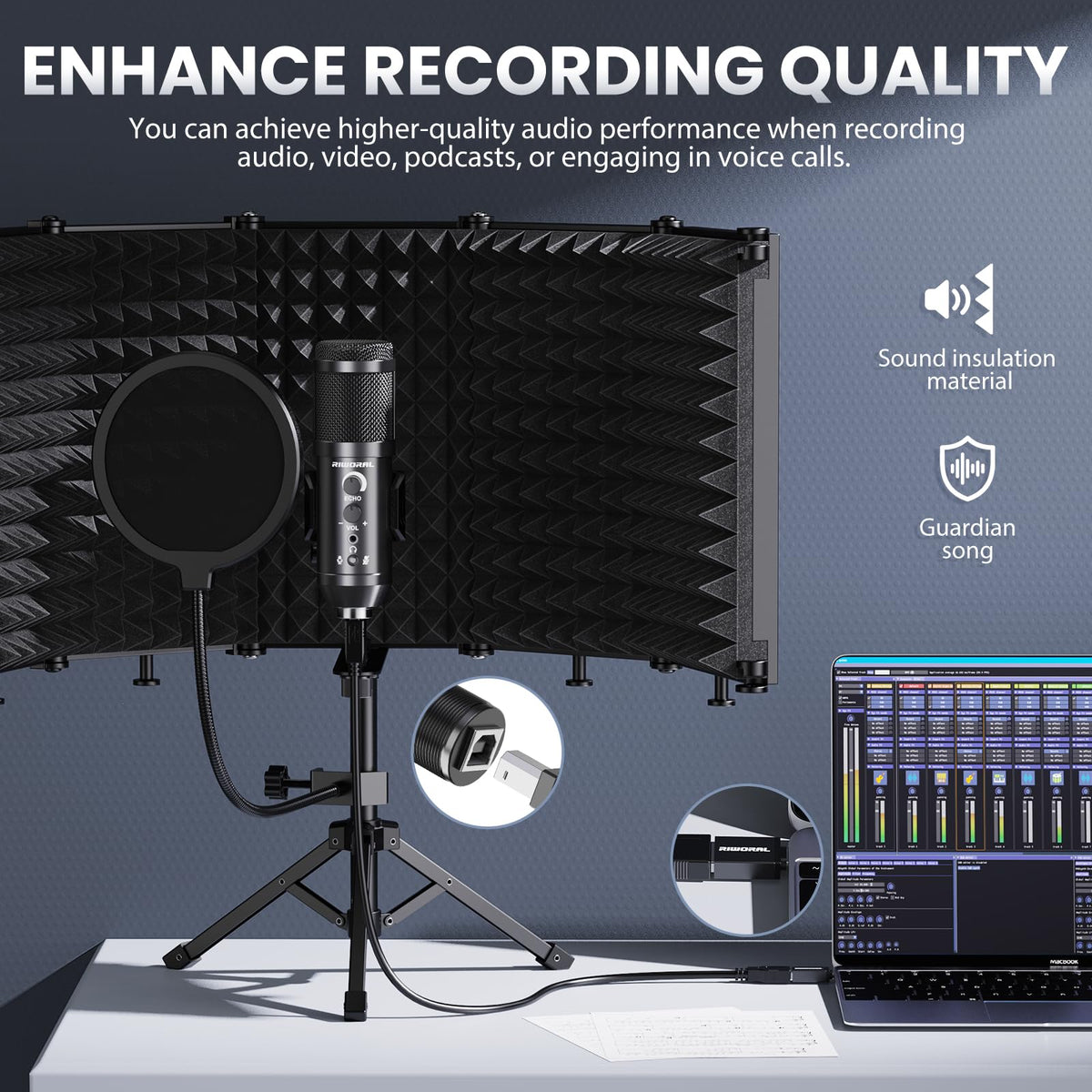 Microphone Isolation Shield with Pop Filter & Tri-Stand Kit L547