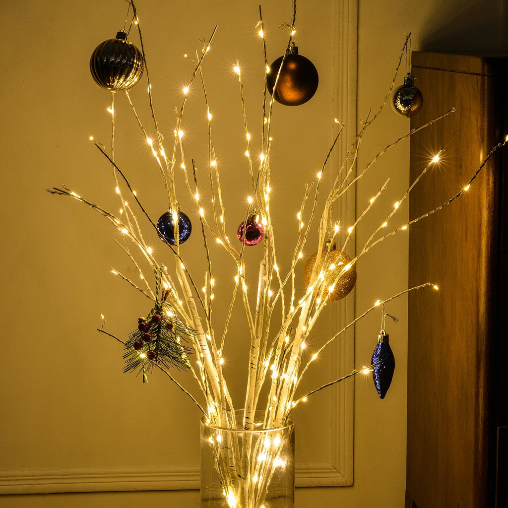 Lighted Birch White Tree Branches 33IN 180LED with Timer C626