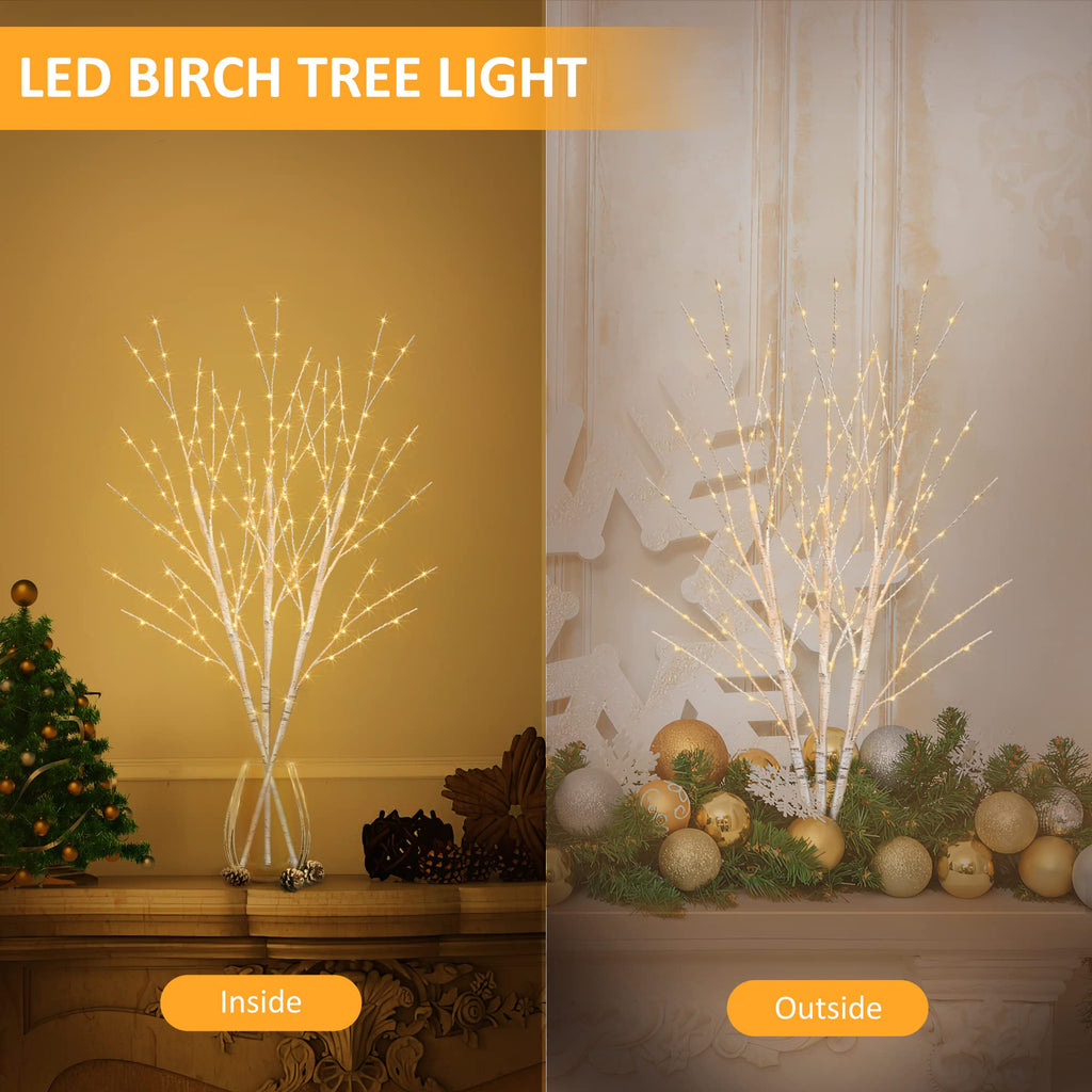 Lighted Birch White Tree Branches 33IN 180LED with Timer C626
