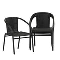 Black Rattan Stackable Dining Chairs Set of 4 O701