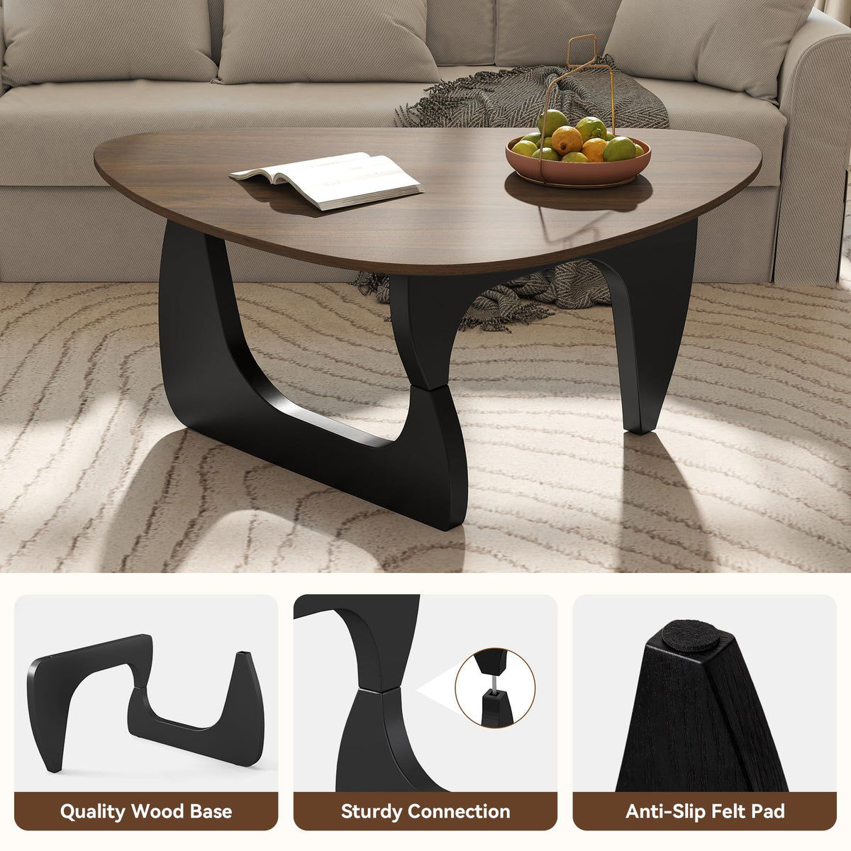 Wood Coffee Table with Wooden Top & Unique Base J616447