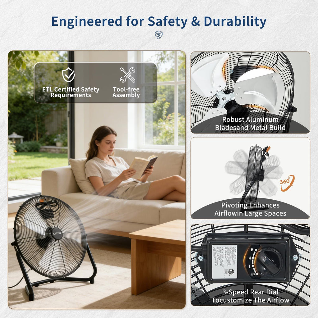 18 Inch 3 Speeds Metal Floor Fan E93513