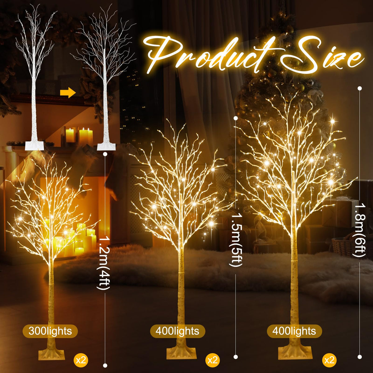 6 Pcs Lighted Birch Tree O52610