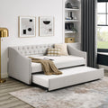 Upholstered Button Tufted Twin Size Daybed with Trundle Q843