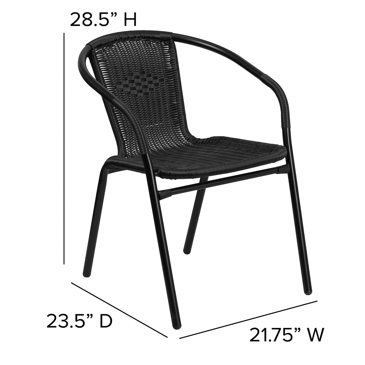 Black Rattan Stackable Dining Chairs Set of 4 O701
