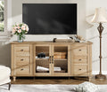 Wood TV Stand for 65 Inch TV with Glass Door S398