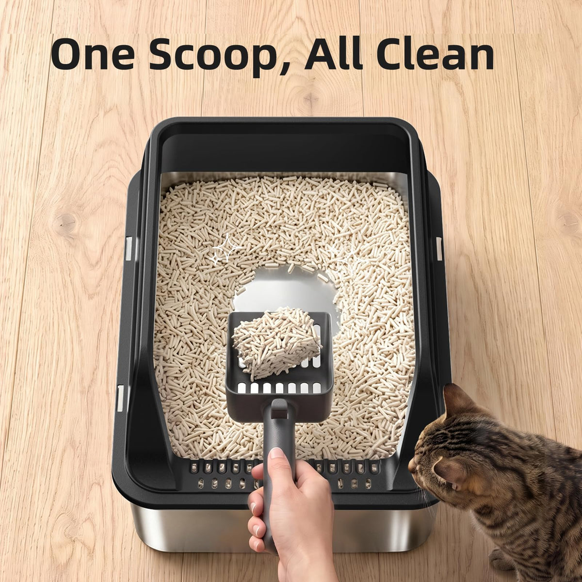 Stainless Steel High Sided Litter Box with Lid Z69047
