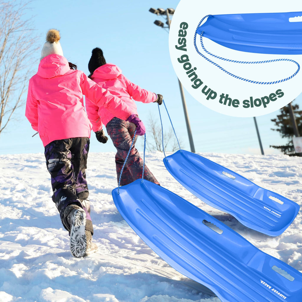 Plastic Toboggan Snow Sled with Pull Rope and Handles P64042