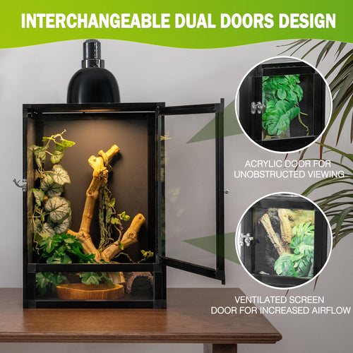 12"x12"x18" PVC Reptile Terrarium with Screen & Acrylic Doors O16953