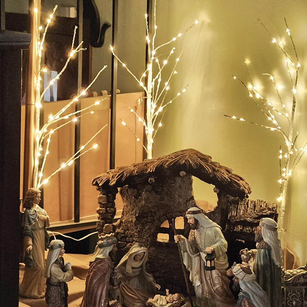 Lighted Birch White Tree Branches 33IN 180LED with Timer C626