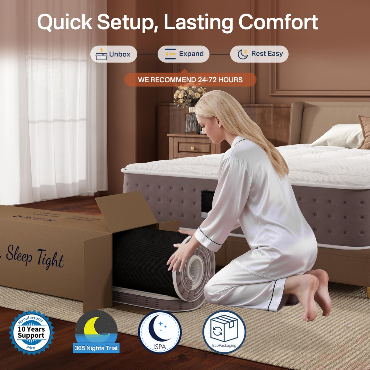 8 Inch Medium Firm Twin XL Hybrid Mattress E3387