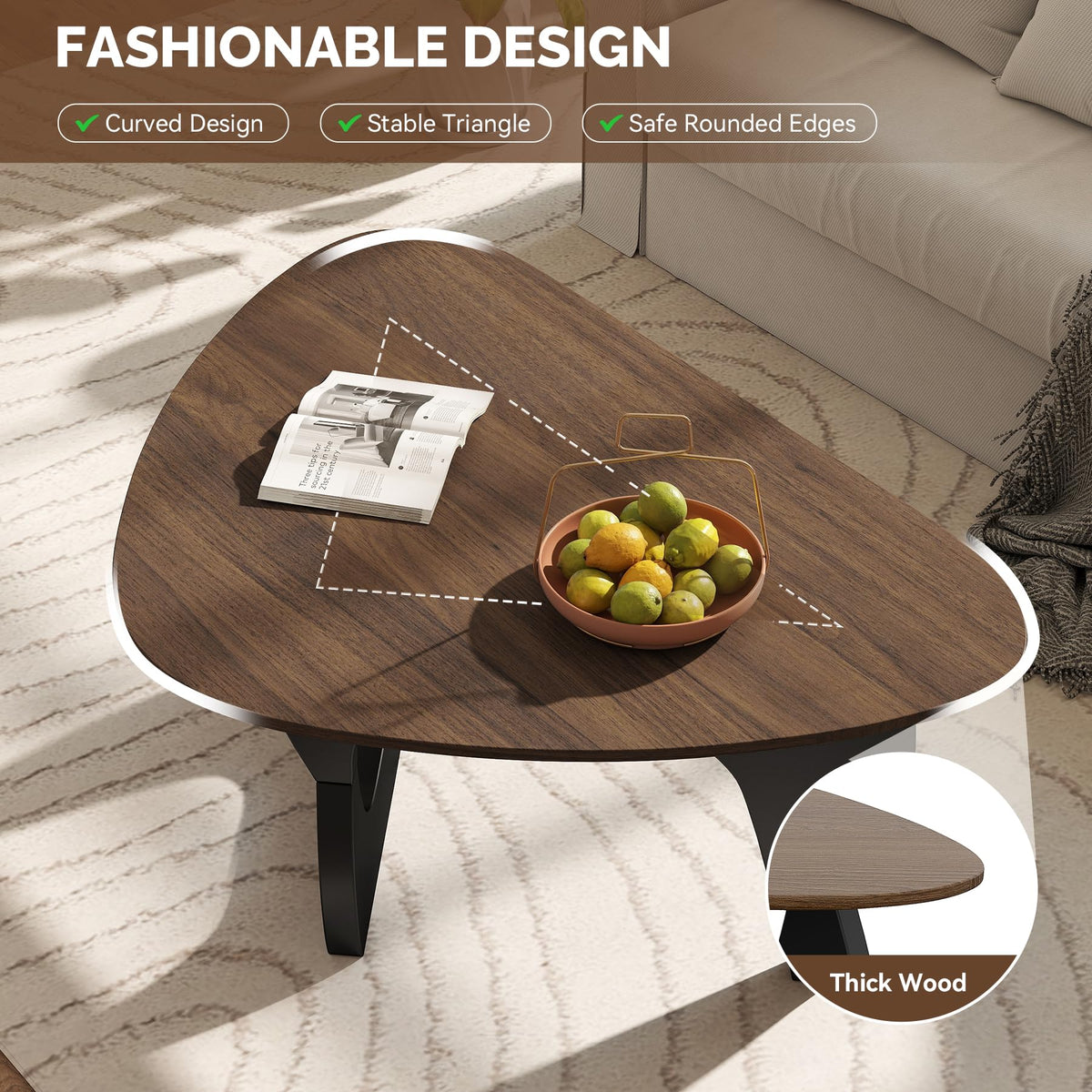 Wood Coffee Table with Wooden Top & Unique Base J616447