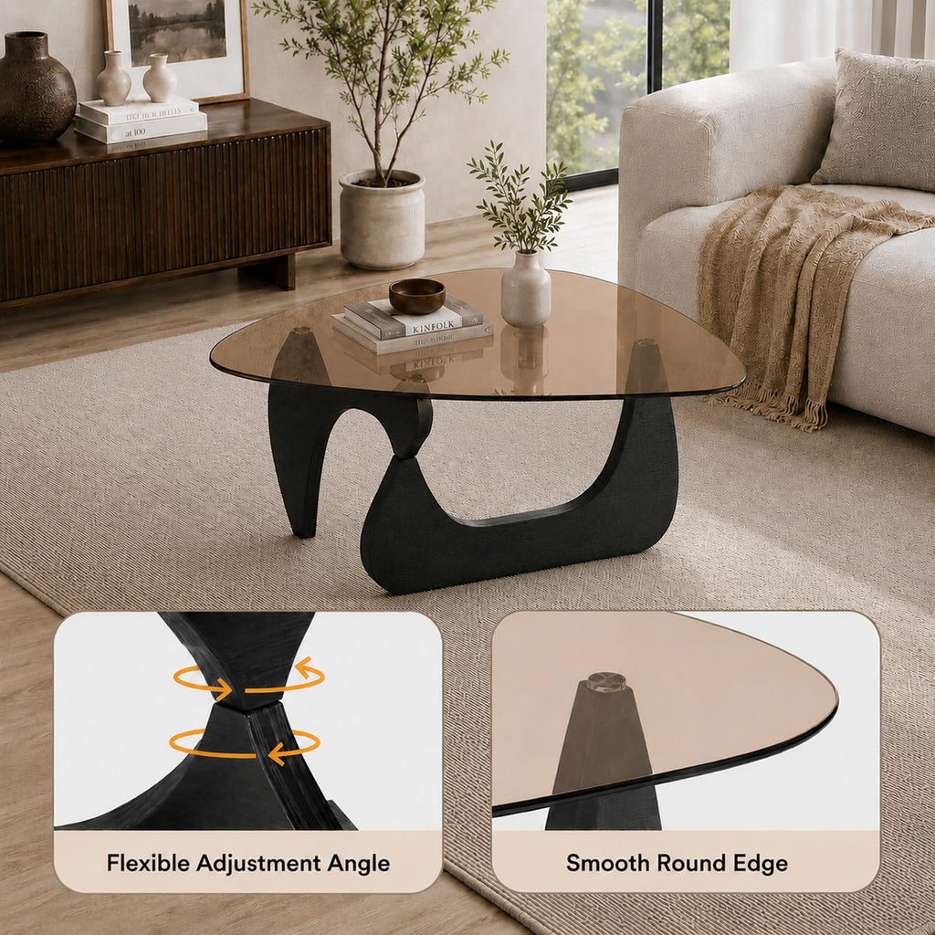 Glass Coffee Table with Black Wood Base N59715