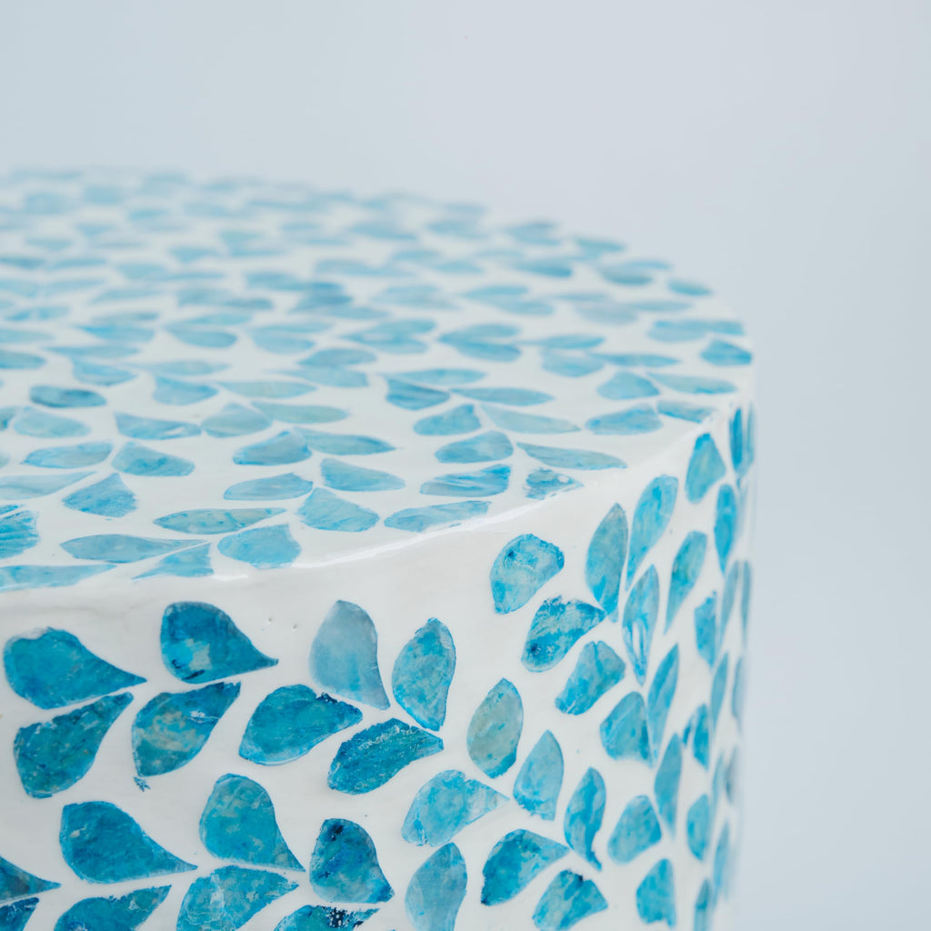 Mother of Pearl Inlaid Cylinder Drum End Table N869