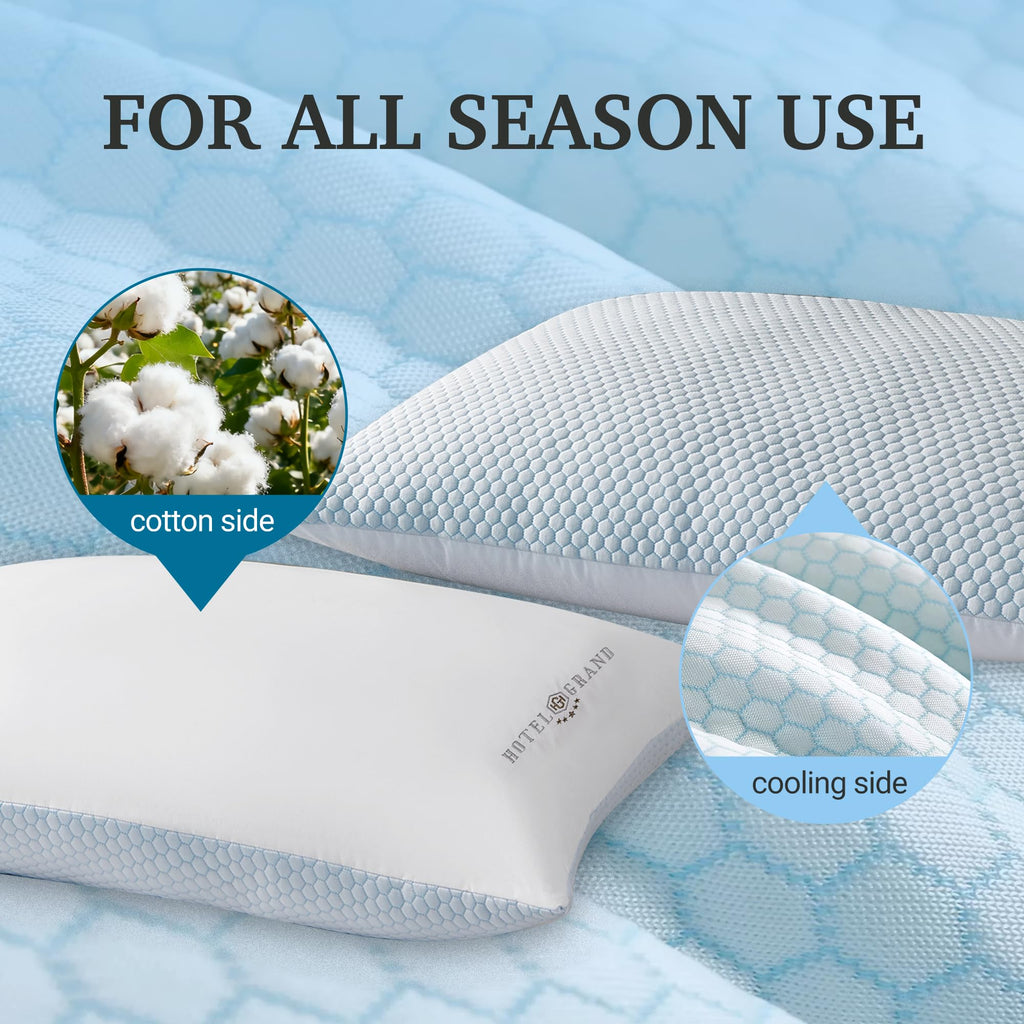 Cooling Soft Low-Profile Pillow King Size Set of 2 T3606