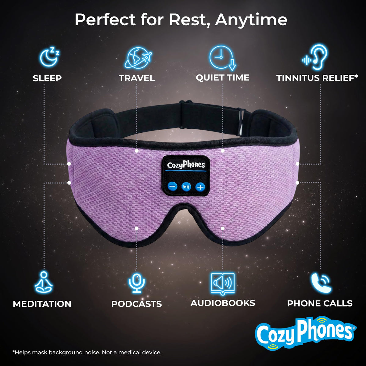 Bluetooth Sleep Mask Headphones Grey Y94484
