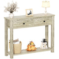 32 Inch Light Rustic Oak Console Table with 2 Drawers W4025