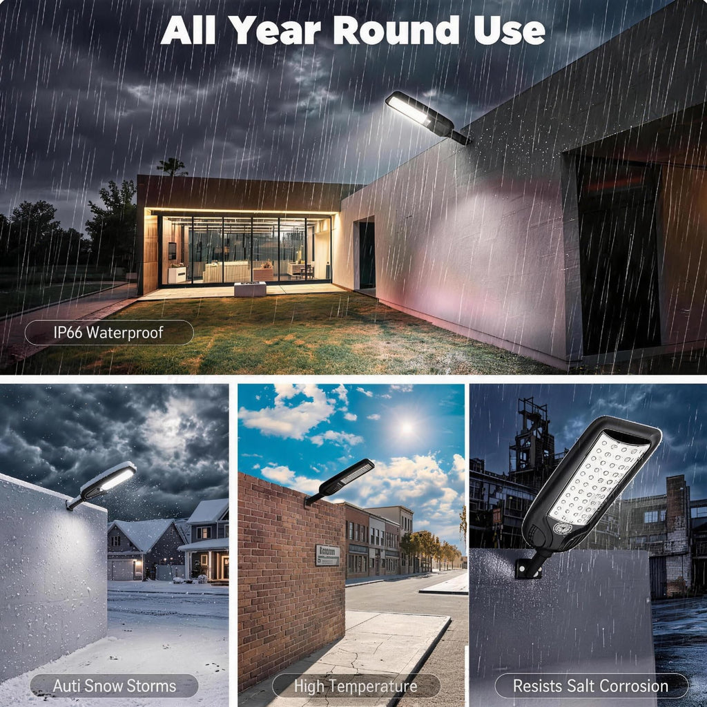 Solar Street Lights Outdoor with Remote Control, Motion Sensor, 6500K Dusk to Dawn, Waterproof Security Light F6153