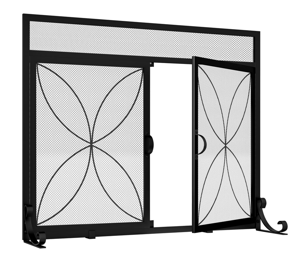Black Metal Fireplace Screen Magnetic Doors P866191