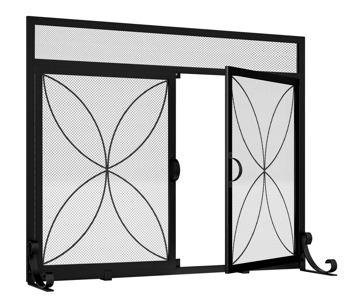 Black Metal Fireplace Screen Magnetic Doors P866191