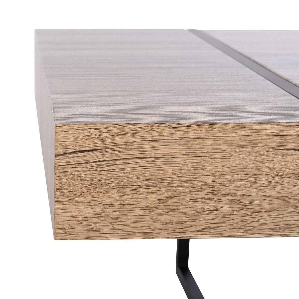 Rectangular Wood Top Black Metal Base Coffee Table P82001