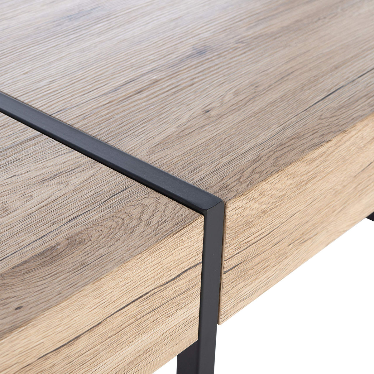 Rectangular Wood Top Black Metal Base Coffee Table P82001