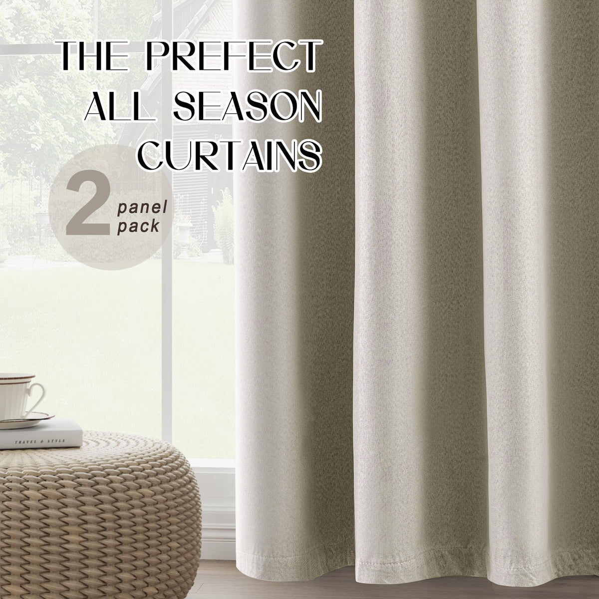 Blackout Linen Curtains 92 Inch 2 Panels L1471